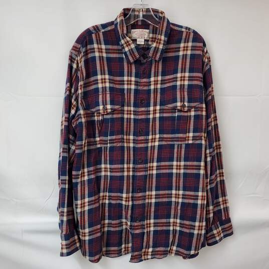 C.C. Filson Co. Cotton Red Navy Plaid LS Button Up Shirt Men's XL image number 1