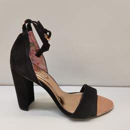 Ted Baker Abytah Ankle Strap Black Suede Sandal Pump Heels Shoes Size 37.5