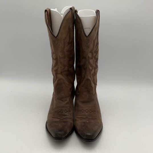 Womens Brown Leather Pointed Toe Modern Cowboy Western  Boots Size 10 image number 2
