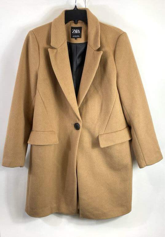 Zara Women Brown Wool Coat L image number 1