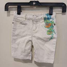 Baby White Flat Front Light Wash Pockets Bermuda Shorts Size 24 Months