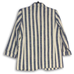Womens Blue White Striped Long Sleeve Open Front Jacket Size Small alternative image