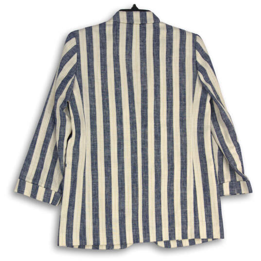 Womens Blue White Striped Long Sleeve Open Front Jacket Size Small image number 2