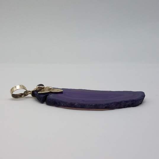 Sterling Silver Purple Agate Gemstone Pendant 15.9g image number 6