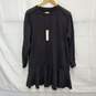 NWT La Vie Rebecca Taylor Black Scoop Eyelit Fleece Dress Size M image number 1