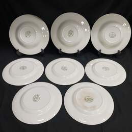 Bundle of 5 Josiah Wedgwood & Sons Ltd. Mayfair White and Green Floral Themed Ceramic Dinner Plates w/3 Matching Deep Dish Plates alternative image