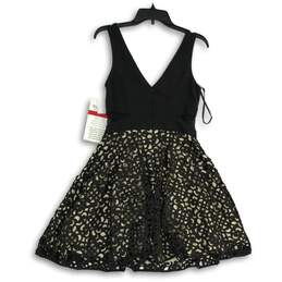 NWT Xscape Womens Black Lace V-Neck Sleeveless Back Zip Fit & Flare Dress Size 8 alternative image