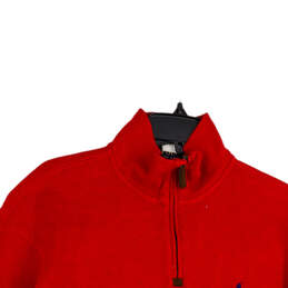 Mens Red Long Sleeve Mock Neck Quater Zip Pullover Sweater Size M
