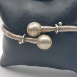 Modern Sterling Silver ORB Ends Hinge 8 1/2 Inch Bracelet 15.8g alternative image