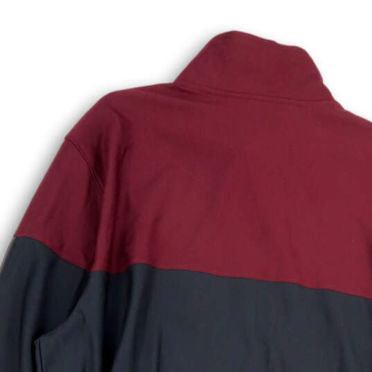 Mens Red Black Mock Neck Long Sleeve Full-Zip Track Jacket Size XXL image number 4