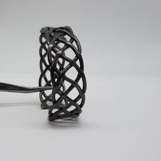 Sterling Silver Open Work Basket Weave Cuff Bracelet 28.1g image number 4