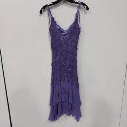 Sue Wong Purple Sequined & Lace Accented Gown Size XS alternative image
