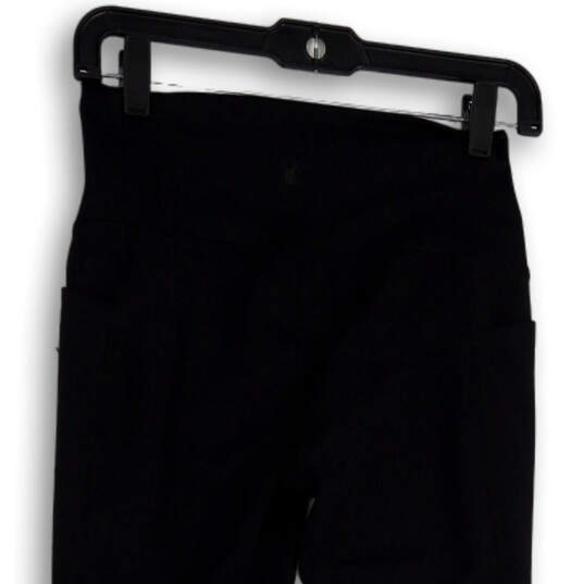 Womens Black Flat Front Pockets Skinny Leg Compression Leggings Size Medium image number 3