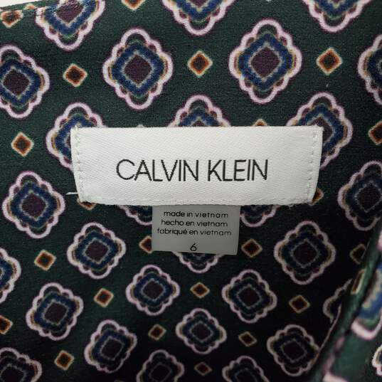 Calvin Klein Dark Green Patterned Sleeveless Shift Dress WM Size 6 NWT image number 3