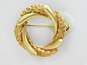 Vintage 14K Yellow Gold Polished & Textured Open Circle Brooch 5.7g image number 1