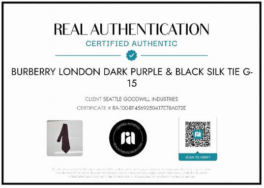 AUTHENTICATED BURBERRY LONDON DARK PURPLE/BLACK 57in SILK TIE image number 2