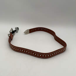 NWT Womens Brown Leather Studded Adjustable Metal Buckle Waist Belt Size S alternative image