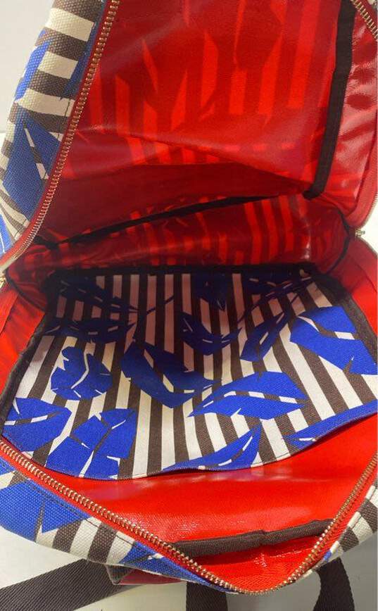 Henri Bendel Striped Leaf Canvas Backpack Blue image number 4