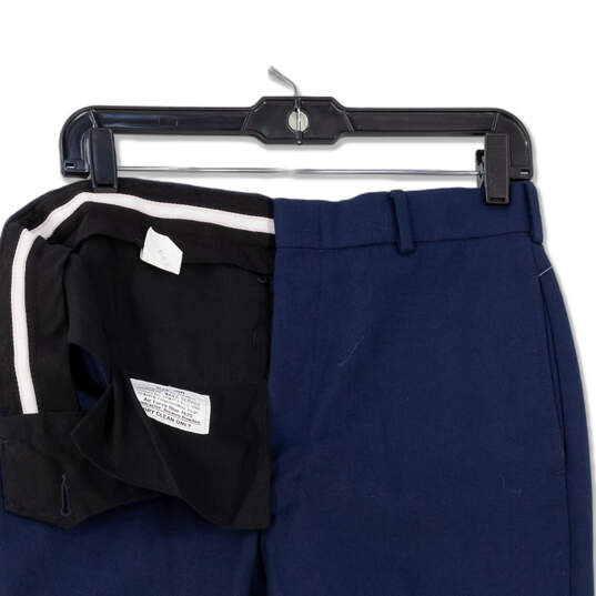Mens Blue Pockets Flat Front Straight Leg Formal Dress Pants Size 30R image number 3