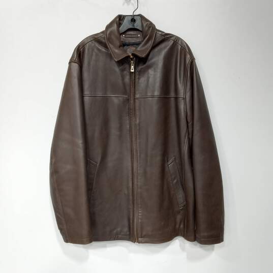 Wilson Leather Men's Brown Leather Jacket Size L image number 1