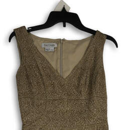 Womens Brown Geometric V-Neck Sleeveless Back Zip Shift Dress Size 4 alternative image