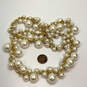 Designer J. Crew Gold-Tone Link Chain Faux Pearl Stone Statement Necklace image number 2