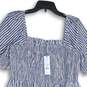 NWT Draper James Womens Blue White Striped Puff Sleeve Fit & Flare Dress Size L image number 3
