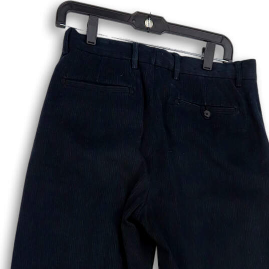 Mens Black Pinstripe Flat Front Pockets Straight Leg Dress Pants Size 30/30 image number 4