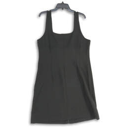 Womens Black Square Neck Side Zip Front Button Sleeveless Mini Dress Sz 16 alternative image