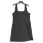 Womens Black Square Neck Side Zip Front Button Sleeveless Mini Dress Sz 16 image number 2