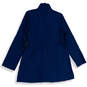Womens Blue Cinched Tie Waist Mock Neck Long Sleeve Full-Zip Jacket Size XS image number 2