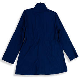 Womens Blue Cinched Tie Waist Mock Neck Long Sleeve Full-Zip Jacket Size XS alternative image
