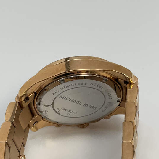 Designer Michael Kors MK5263 Gold-Tone Rhinestone Dial Analog Wristwatch image number 4