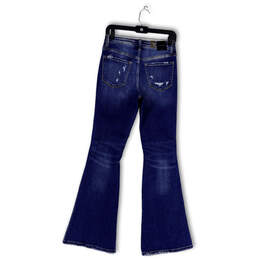 NWT Womens Blue Denim High-Rise Stretch Distressed Flared Jeans Size 26 alternative image