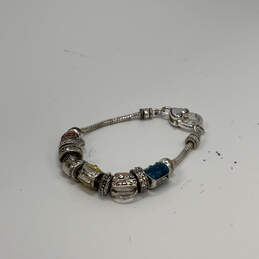Designer Brighton Silver-Tone Rhinestone Multicolor Charm Beaded Bracelet