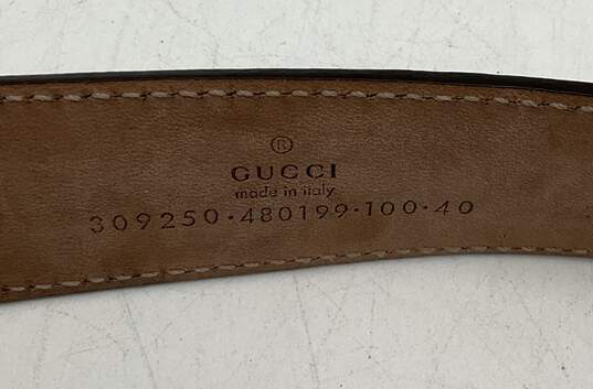 Gucci Men's Dark Brown Leather Diamante Belt Pin Buckle image number 7