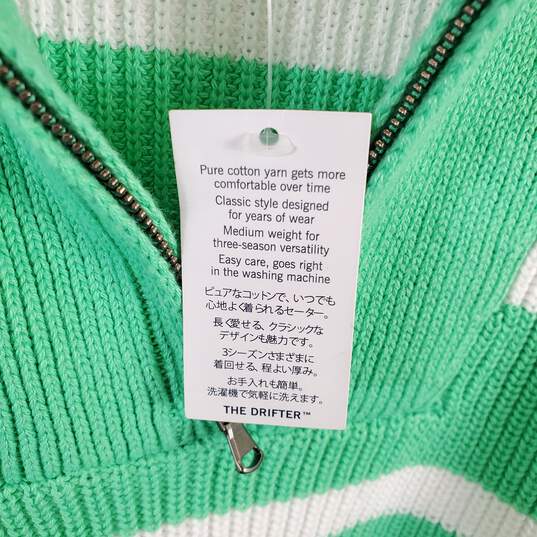 Lands End Women Green Striped Quarter Sweater XL NWT image number 5