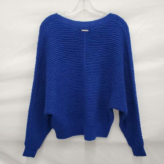 Michael Kors WM's Royal Blue Ribbed Alpaca Crewneck Sweater Size SM image number 2