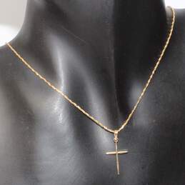 14K Yellow Gold Cross Pendant Necklace - 1.65g