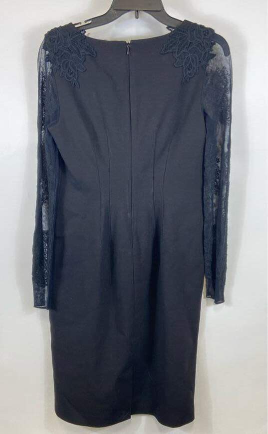 Elie Tahari Women Black Embroidery Long Sleeve Dress Sz 10 image number 2