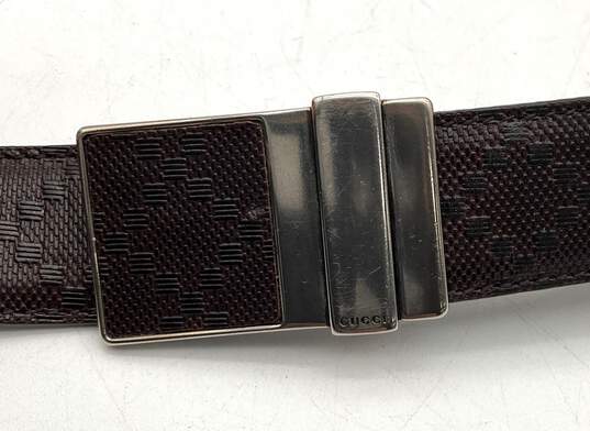 Gucci Men's Dark Brown Leather Diamante Belt Pin Buckle image number 3