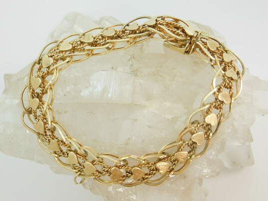Vintage 14K Yellow Gold Heart Charm Bracelet 27.1g image number 2