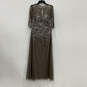 Womens Gray 3/4 Sleeve Embellished Illusion Sequin Long Maxi Dress Size 12 image number 1