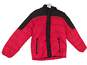 Men's Red Black Long Sleeve Full Zip Hooded Puffer Jacket Size XL image number 1