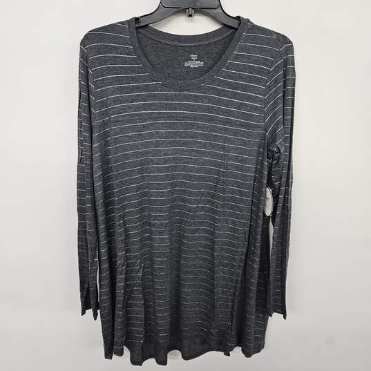 Soma Gray Striped Tunic Tee image number 1