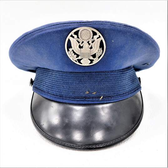 Vintage USAF Air Force Military Uniform Service Cap Hat Size Men's 7 image number 2