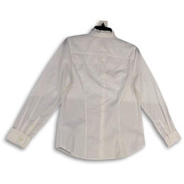 NWT Womens White Long Sleeve Ruffle Collared Button-Up Shirt Size Small alternative image