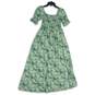 Zuimoaes Womens White Green Floral Square Neck Smocked Pullover Maxi Dress Sz S image number 1