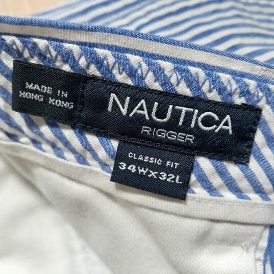 Men’s Nautica Rigger Classic Fit Double Pleat Striped Dress Pants Sz 34x32 NWT image number 3