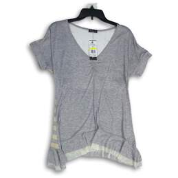 NWT Libertalia Womens Gray Heather V-Neck Short Sleeve Pullover T-Shirt Size M